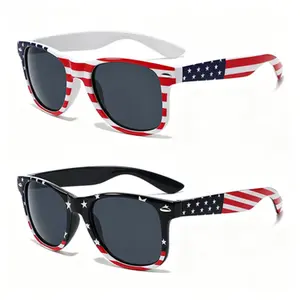 USA Flag Sunglasses 2PCS, 4th of July Patriotic Shades, Star Striped UV Protection Eyewear, Independence Day Party Favors, Parade Beach BBQ Accessories for Men Women
