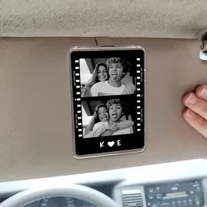 RodyThread Adhesive Universal Custom Acrylic Car Visor Photo Clip Accessory, 2-Photo Vintage Film Frame Retro Decor, 3 Sizes, Gifts for Boyfriend, Anniversary Keepsake