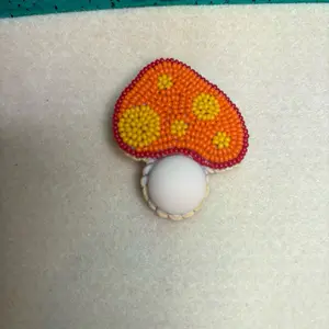 Orange Mushroom Native American Beaded Pin