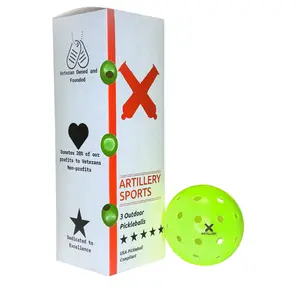 Artillery Sports 5-Star Series Outdoor Pickleballs 3 Pack Rotational Molding Durable Polyethylene 26g Weight 74mm Diameter for Beginners