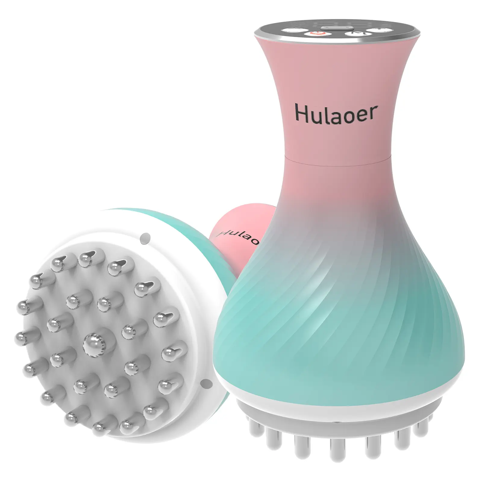 Hulaoer Adjustable Heatable Deep Tissue Handheld Massager - Heat & Vibration, Neck, Back & Shoulder Pain Relief, Portable USB Rechargeable Relaxation Aid (Manual Massage Tool)