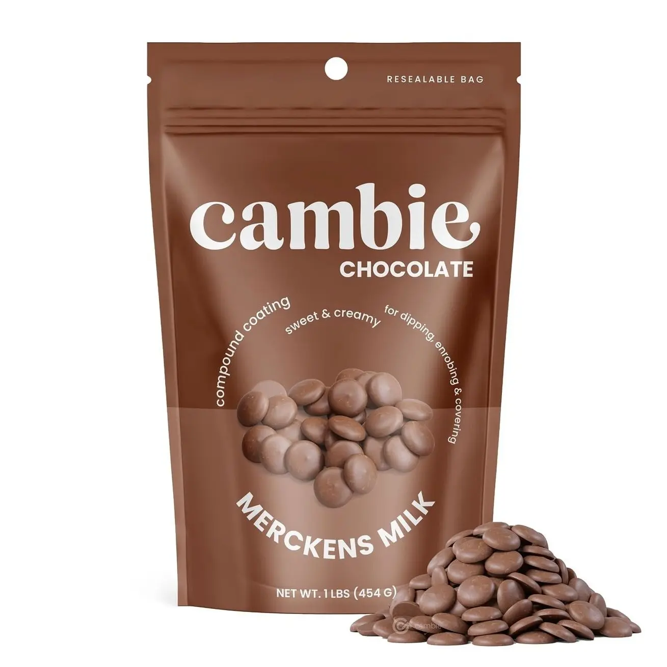 Merckens Milk Melting Chocolate - 1 Pound of Premium Quality Milk Candy Melts to make Dubai Chocolate Bar, Cake Pops, Cocoa Bombs, & Homemade Desserts