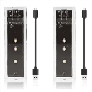 2X M.2 NGFF SATA Dual Protocol SSD Case Clear USB Type C 10Gbps PCI-E M2 SSD External Enclosure Hard Disk Box
