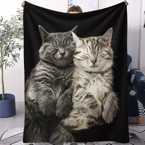Cute Cat Pattern, Soft, Warm and Lightweight Plush Blanket, Suitable for Beds, Sofas, Cars, Room Decorations and Gifts, Suitable for Children and Adults, 1 Single-sided Printed Blanket