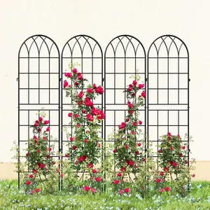 4 Pack Trellis for Climbing Plants, 59 Inch Plant Trellis for Plant, Large Decorative Trellis for Climbing Vegetable Flower Rose Vine Cucumber, Black