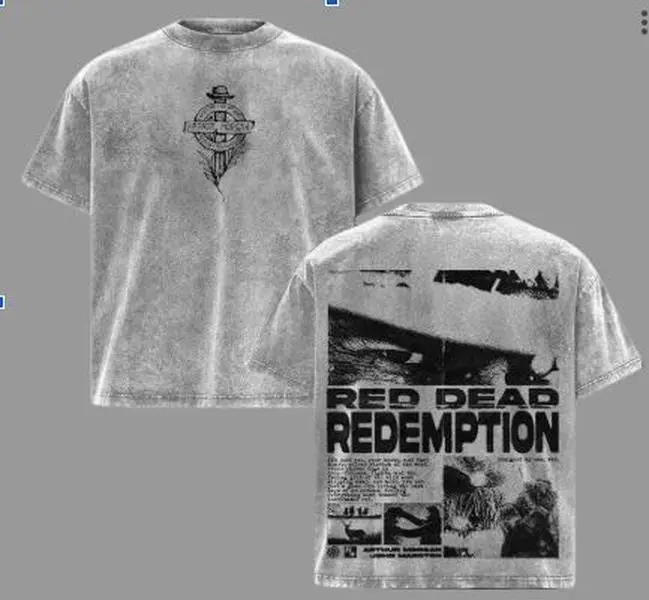 Arthur Morgan Red Dead Redemption 2 Washed Shirt Vintage Retro Oversized Heavyweight Cotton Streetwear Game Graphic Tee Menswear Top Dress Love