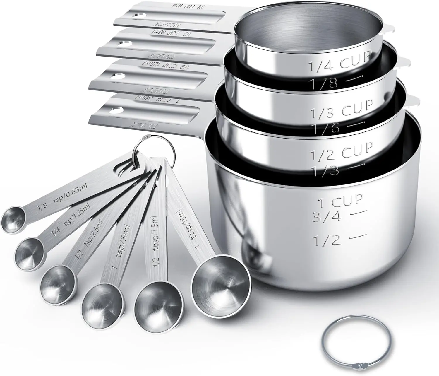 Stainless Steel Measuring Cups & Spoons Set, Cups and Spoons Stainless Steel Nesting Measure Cups , Kitchen Gadgets for Cooking & Baking