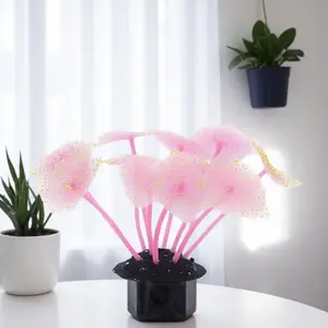 Suction Cup Coral Aquarium Decor Set Glow in The Dark Bendable Silicone Plants No Glue Safe Fish Tank Ornament Tropical Underwater Landscape Kit for Reef Fish Habitat Accessories