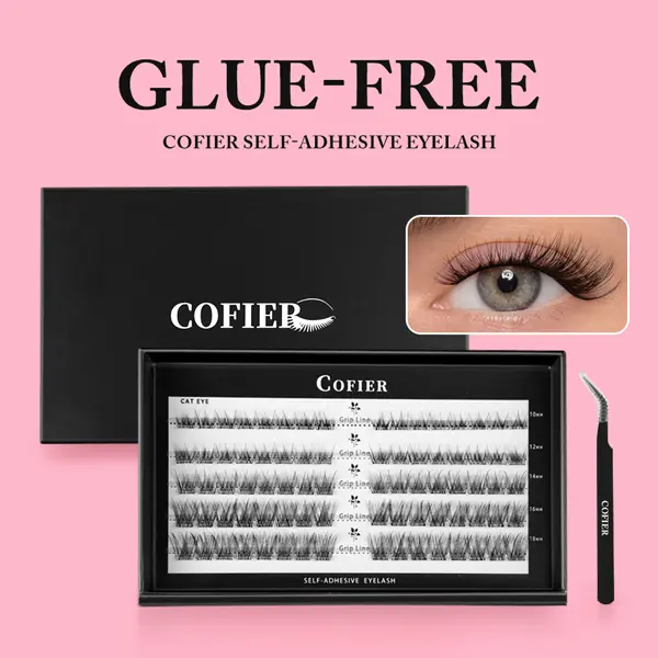 COFIER No-Glue DIY Lash Cluster Kit - Makeup Eyelash Clusters, Lightweight Fluffy Lashes with Multi-Length Options, Tweezer for Bold Long-Lasting Full Glam Look