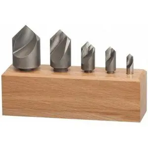 KEO 5 Piece, 1/4 to 1" Head Diam, 90° Included Angle, Single End Countersink Set 1-1/2 to 2-3/4" OAL, 1/4 to 1/2" Shank Diam, 1 Flute, Cobalt 50059
