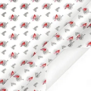 30" x 10' Holiday Wrapping Paper | Holiday Cardinal Floral Christmas GIft Wrap