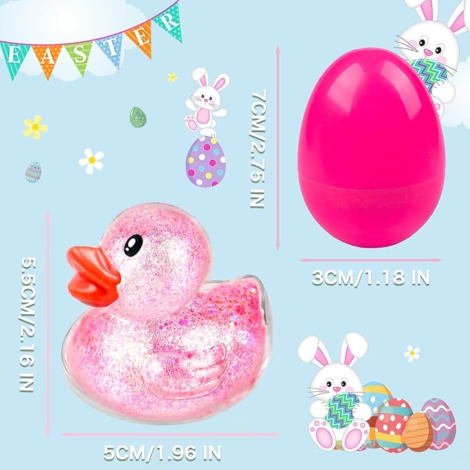 12 Pack Easter Basket Stuffers with Light Up Squishy Toys Inside Prefilled Easter Egg Fillers Sensory Fidget Toys & Easter Gifts for Kids (Ages 3+)