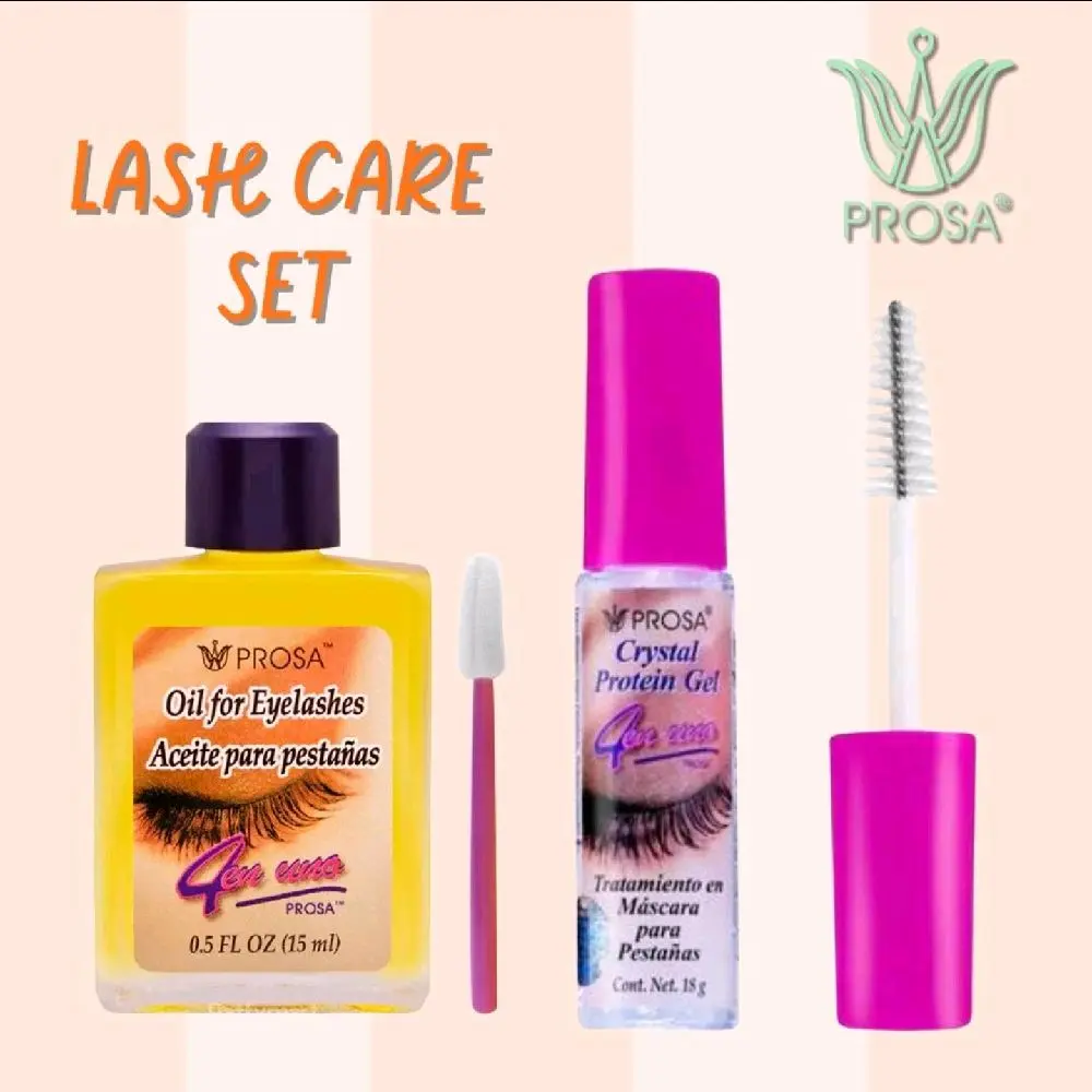 PROSA Lash Care Set - Daily Lash Growth Mask Treatment, Oil Remover, Crystal Protein Gel & Fortifying Oil with Natural Jojoba & Aloe Vera for Nourishing, Strengthening