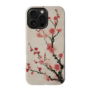 Plum blossom pattern, Chinese style, ink painting, two-in-one new anti-drop design, compatible with iPhone 17 Pro Max, 16 Plus, 15, 14, 13, 12, 11, Xs Max & Samsung Galaxy S26 Ultra, S25 Plus, S24 FE, S23. MFL119