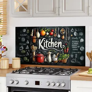Kitchen Wallpaper and Stove Backsplash Stickers -  PVC Vinyl Peel & Stick ,  Glossy Wall Art for Modern Homes by EasyInstall Decor 30" x 16"