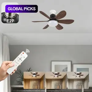 Remote Control Socket Fan Light, 20.5 Inch Ceiling Fan with LED Lamp, Adjustable Brightness, Ambient Lighting Multifunctional, Dual Layer Shade, 3 Speed Settings, Ceiling Fan Lights
