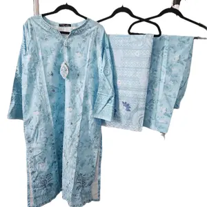 Embroidered three piece Cotton Pakistani Traditional Dress