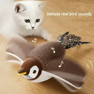 Pet Cat Toy Simulation Sparrow Sound Plush Toy, Self-Amusement Cat Toy, Automatic Cat Entertainer, Stress Relief for Cats