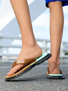 Men's New Summer Spliced Color‑Block Thick‑Sole Flip‑Flops, Slip‑Resistant for Grip, Quick‑Drying & Breathable Versatile Sandals for Beach Vacations
