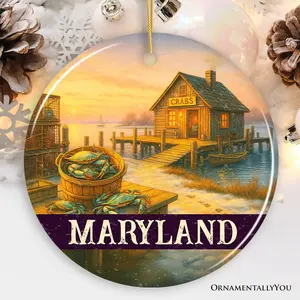 Coastal Maryland Crabbing Ornament, Chesapeake Bay Fishing Heritage Christmas Gift and Dockside Decor