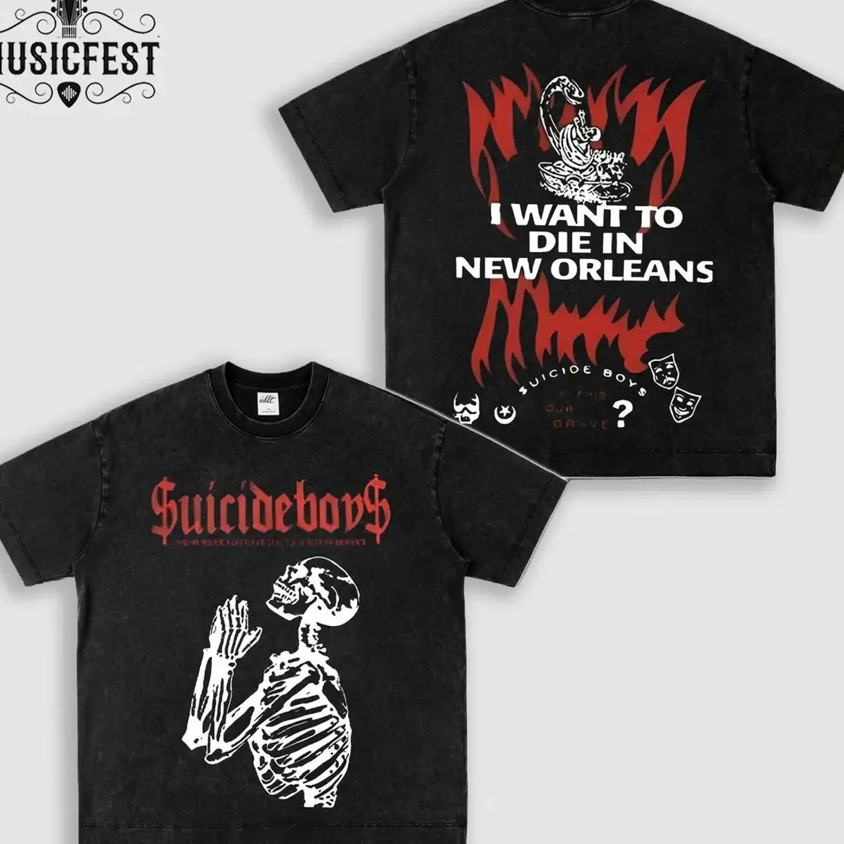 $uicideboy$ Grey Day Tour 2026 #4 Vintage Graphic T-Shirt, Dark Aesthetic Rap Tee, Underground Hip Hop Streetwear, Washed Black Oversized Tee, Concert Merch, TikTok Viral Outfit USA W94