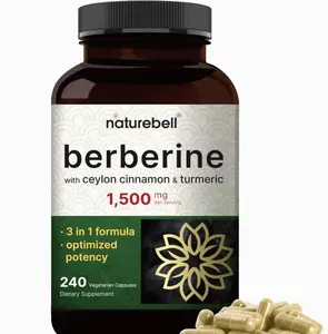 Berberine Supplement 1,500mg with Ceylon Cinnamon & Turmeric Root, 240 Veggie Capsules | 97% Pure Berberine HCL | Supports Balanced Sugar Levels & Heart Health | Vegan, Non-GMO