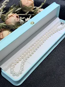 A 7-8mm white natural freshwater pearl necklace, made of S925 silver, with excellent luster and almost no imperfections, Genuine Pearl, a gift box, is elegant and fashionable, and is suitable for gift-giving during holidays or for everyday wear