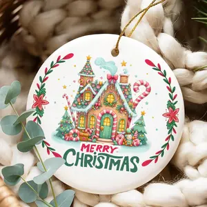 3 In Ceramic Gingerbread House Ornament, Classical Vintage Family Theme Decoration, Christmas Holiday Keepsake, Home Decor Gift