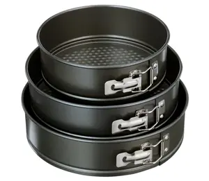 6", 8", 10" Round Nonstick Carbon Steel Springform Cake Pans, Gray, Set of 3