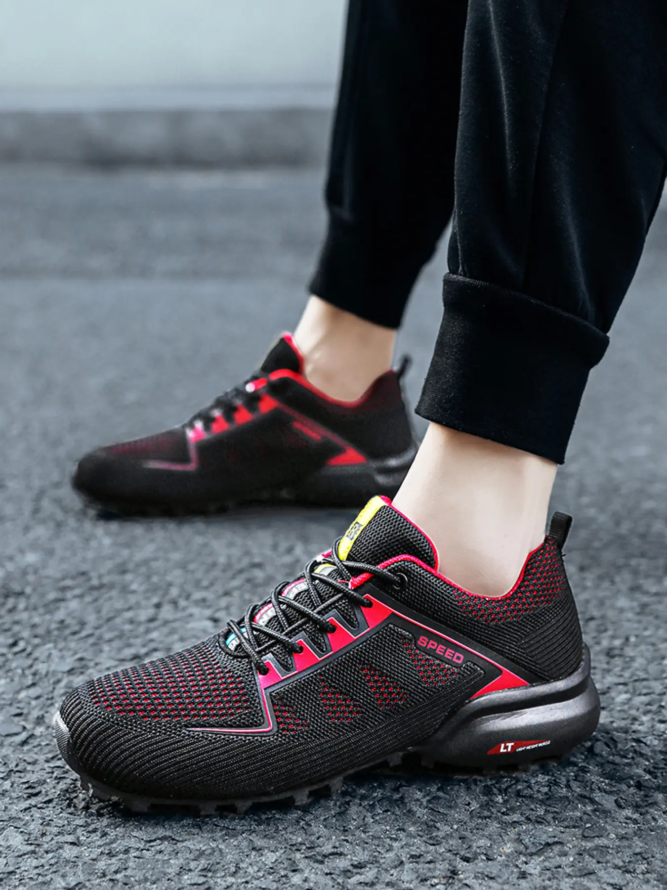 FAYWELLME Men's Lightweight Hiking Shoes, Breathable Mesh Upper Non-Slip Outdoor Sneakers, Casual Athletic Running Shoes for Daily & Outdoor Activities