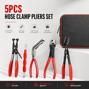 5-Piece High-Carbon Steel Automotive Tools Kit - Electrical Disconnect Pliers, Connector Separator, Hose Clamp & Trim Clip Removal Tools for Auto Repair, Lightweight Plastic Construction (1 Set)