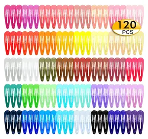 120 Pack Colorful Barrettes, 2 Inch Barrettes Metal Snap Hair Clips Candy Color Hair Accessories for Kids Teens, Toddlers,Women(40 Colors) SWSTINLING