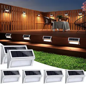 【2024 Trending】Solar Fence Lights Outside, Solar Outdoor Lights Waterproof with 9 LED, Solar Deck Lights for Garden Backyard Patio Yard Wall Stair Step Pool Post Lamp Lighting, Cool White Light