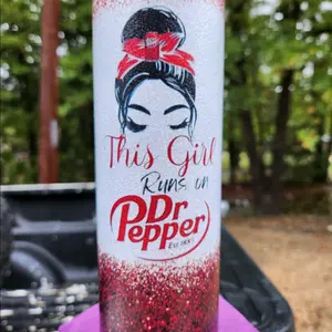Dr Pepper Girl 20oz Tumbler Glitter