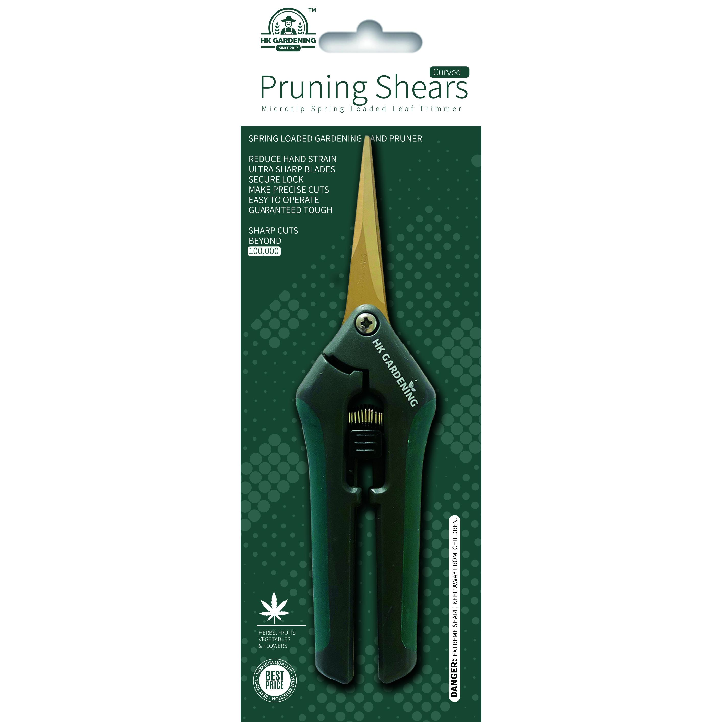 HK Gardening Titanium Curved Blade Trimming Scissors with Ergonomic Design Rubber Coated Handles & Super Sharp Stainless Steel Blades for Precise Pruning