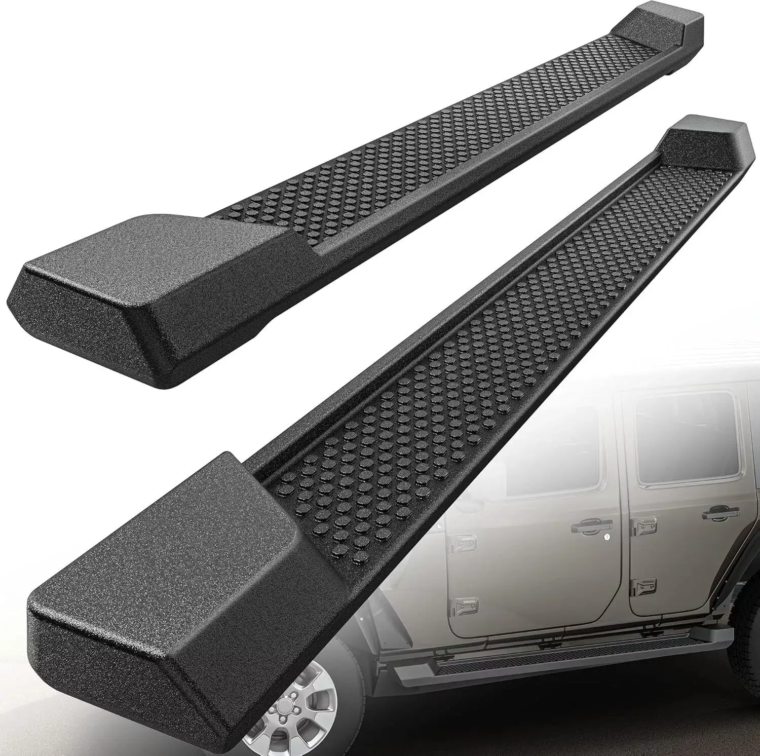 OEDRO 6 inches Running Boards, Side Steps Compatible for 2007-2025 Jeep Wrangler JL 4-Door Black, Nerf Bars (Excl JK Model)