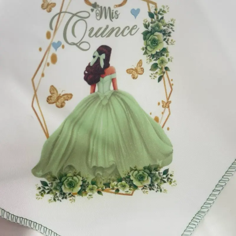 12pcs Multipack Square Traditional Elegant Screen Printed Napkins - 10x10in 100% Polyester Packaged Durable Tableware Accessories, Machine Washable, Custom Message for Quinceanera Events, Kitchen Cutlery Accents, Packaged Napkins, Decorative Napkins
