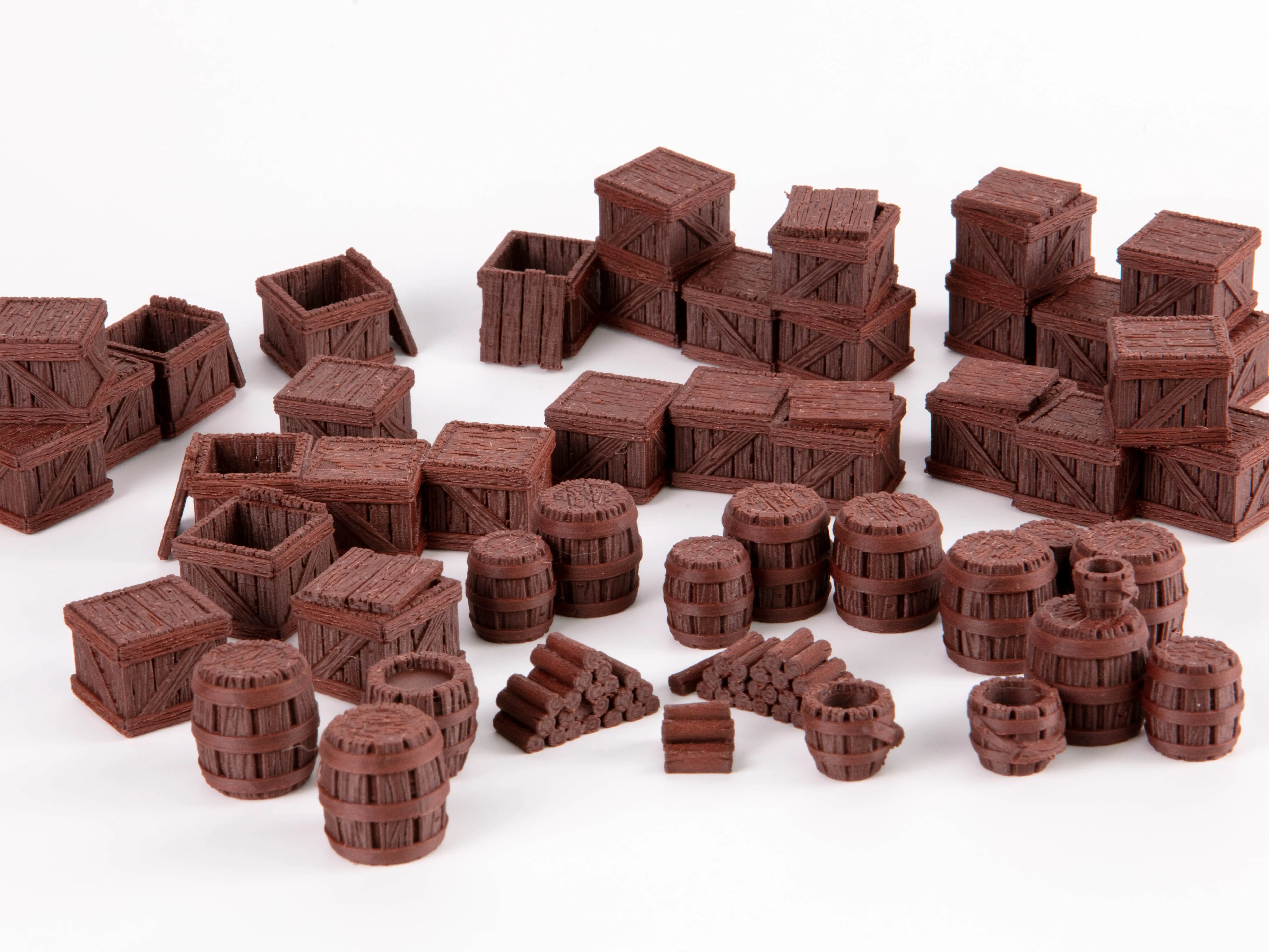 22-Pack 3D Printed Barrels And Crates Set, TTRPG Scatter Terrain, Dungeon Master Gift