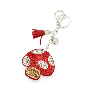 Red Mushroom Rhinestone Pillow Key Chain