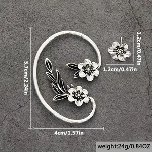 Asymmetric Vintage Plant Flower Ear Hook Earrings