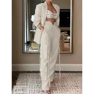 Zhaocai Targeted 2024 Fashionable and Elegant Daily Regular Urban Suit Jacket and Temperament Casual Work Pants Two-piece Set goth Chic Blazer Trouser