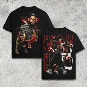 Roman Reigns Tribal Chief Champion Wrestling T-Shirt – Premium Cotton Graphic Tee, Head of the Table Bloodline Design, World Champion Belt Streetwear Shirt, Wrestling Fan Outfit Unisex US