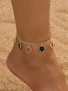 Summer Beach Style Fashion New Sweet Lucky Clover Charm Pendant Women's Anklet, Summer Jewelry, Perfect for Parties and Vacations, Ideal Gift