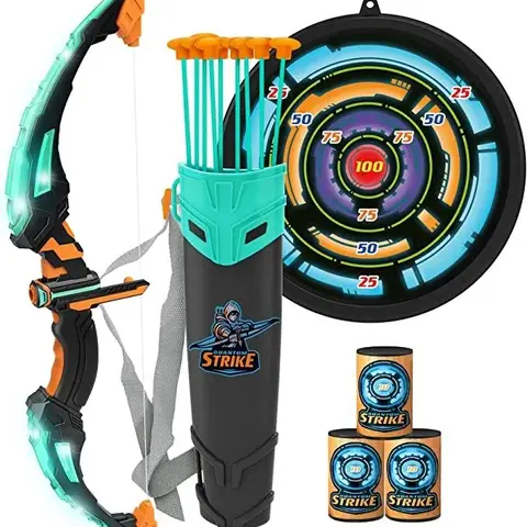 Kids Bow and Arrow Set, LED Light Up Archery Toy Set with 9 Suction Cup Arrows, Target & Arrow Case, Indoor and Outdoor Hunting Play Gift Toys for Kids Outdoor Play toys boys Christmas & Pink