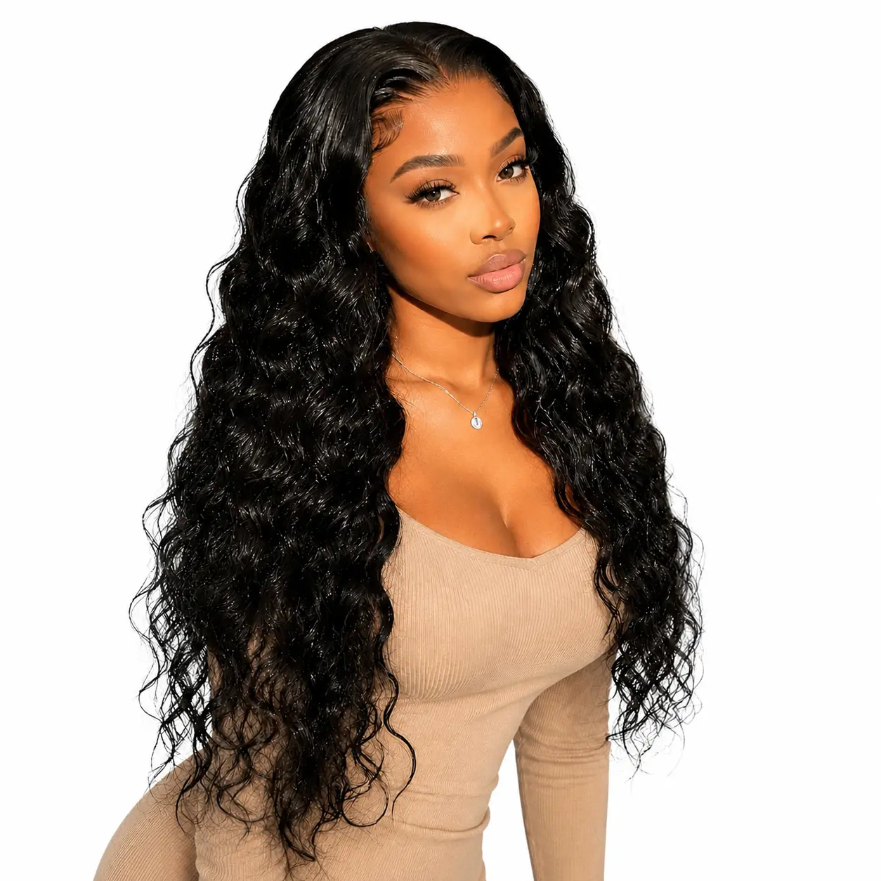 IFLY 12A 13x4 Lace Frontal Wig - 200% Density Deep Wave Burmese Human Hair, 20-28 in Natural Black, Soft Bouncy Layered Puff Curly Headband, Soft Locs, Onime Hair for Daily Use, Limited  20-28 Inch