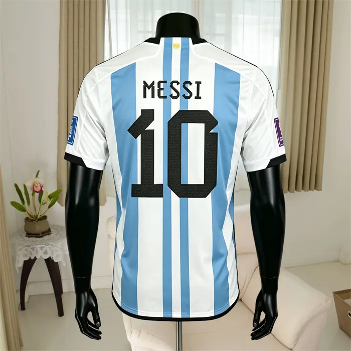 2022 Home White No.10 Messi stripe short sleeved Soccer Jersey
