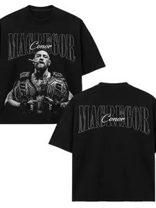 [Sale Up To 50%][100%cotton]Conor McGregor Vintage Graphic T-Shirt, Double Sided MMA Fighter Tee, UFC Inspired Streetwear Shirt, Retro Combat Sports Graphic Tee, Unisex Fight Fan Apparel