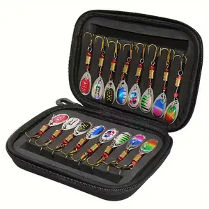16pcs Rotating Composite Sparkle Bait Set, Mixed Color, Durable Iron Material, Ideal for Saltwater & Freshwater Fishing