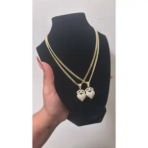 Regal Heart Pendant Necklace with Gold Chain and Rhinestone Accents for Women