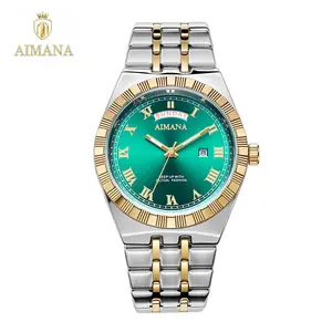 AIMANA Men’s Luxury Fashion Watch with Two-Tone Gold and Silver Bracelet, Roman Numeral Dial with Date Display, Classic and Stylish Men’s Wristwatch, Perfect for Parties, Daily Outfits, and a Great Gift for Him